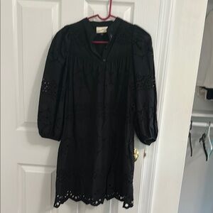 Universal Thread Black Puff Sleeve Bib Collar Dress